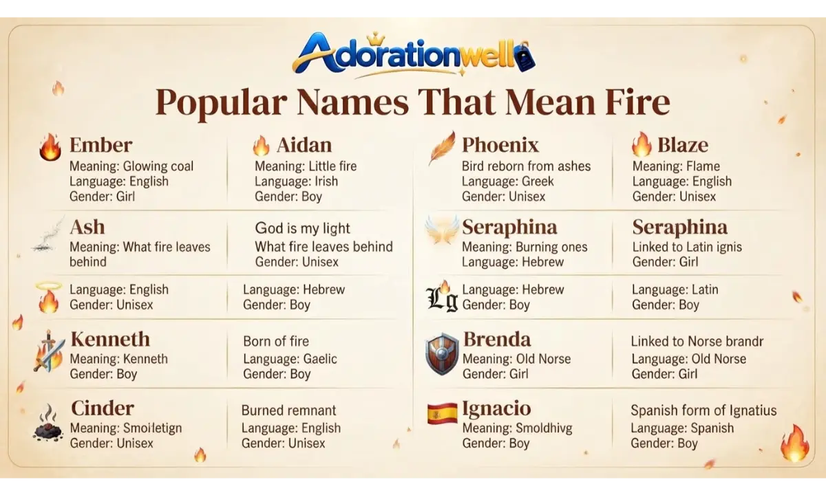 Popular Names That Mean Fire