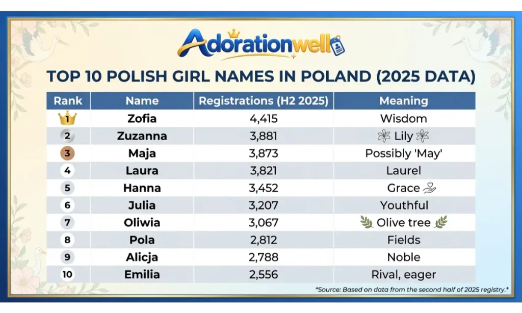 Top 10 Polish Girl Names in Poland