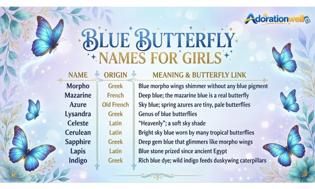 Blue Butterfly Names for Girl