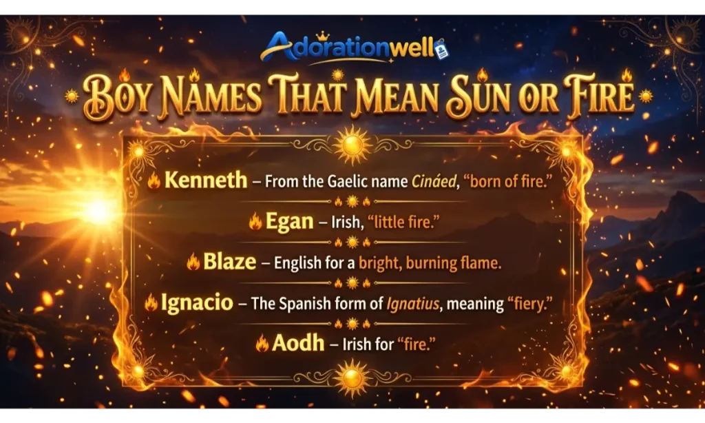Boy Names That Mean Sun or Fire