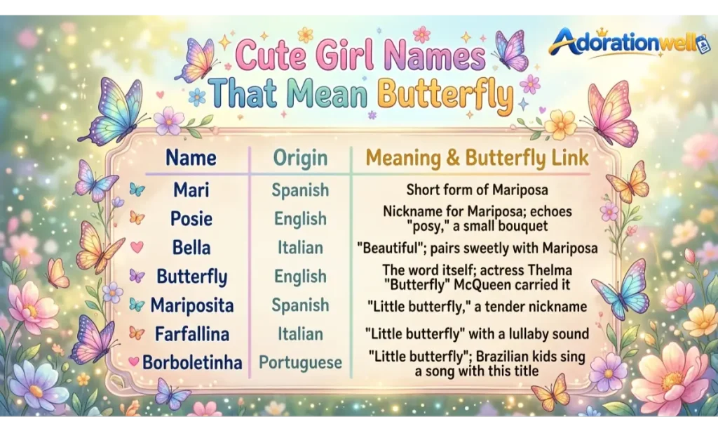 Cute Girl Names That Mean Butterfly