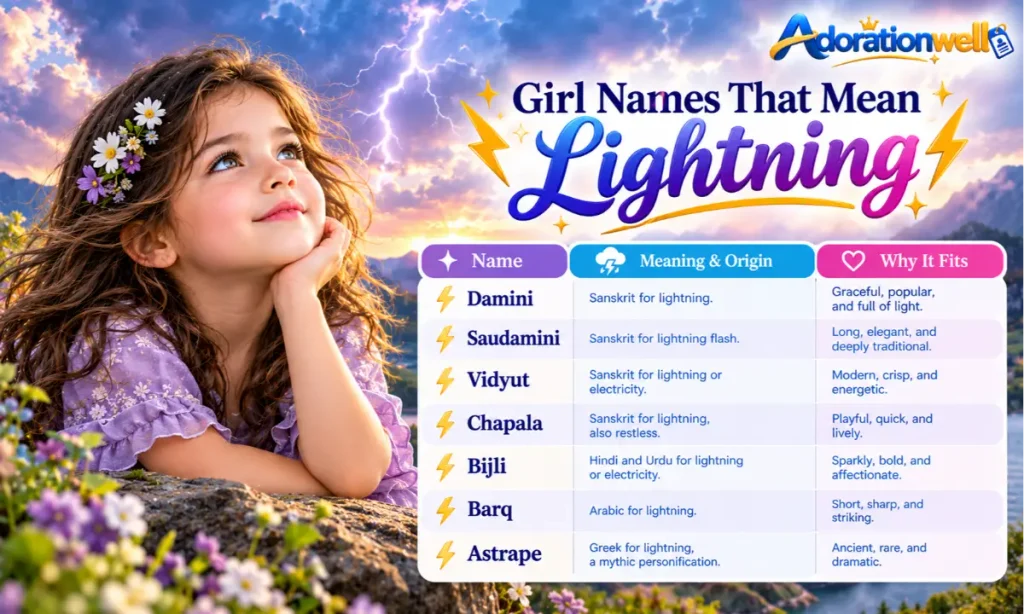 Girl Names That Mean Lightning