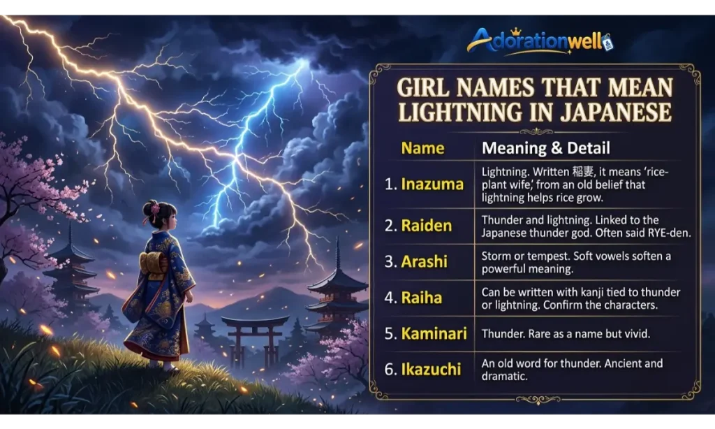 Girl Names That Mean Lightning in Japanese