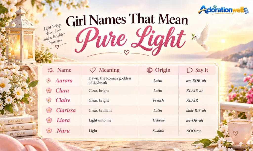 Girl Names That Mean Pure Light