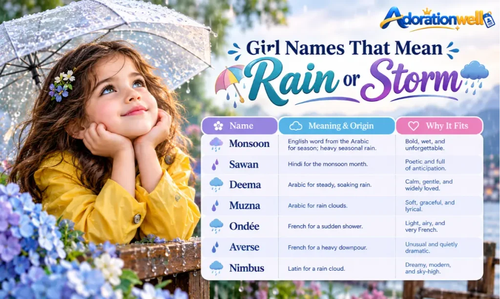 Girl Names That Mean Rain or Storm