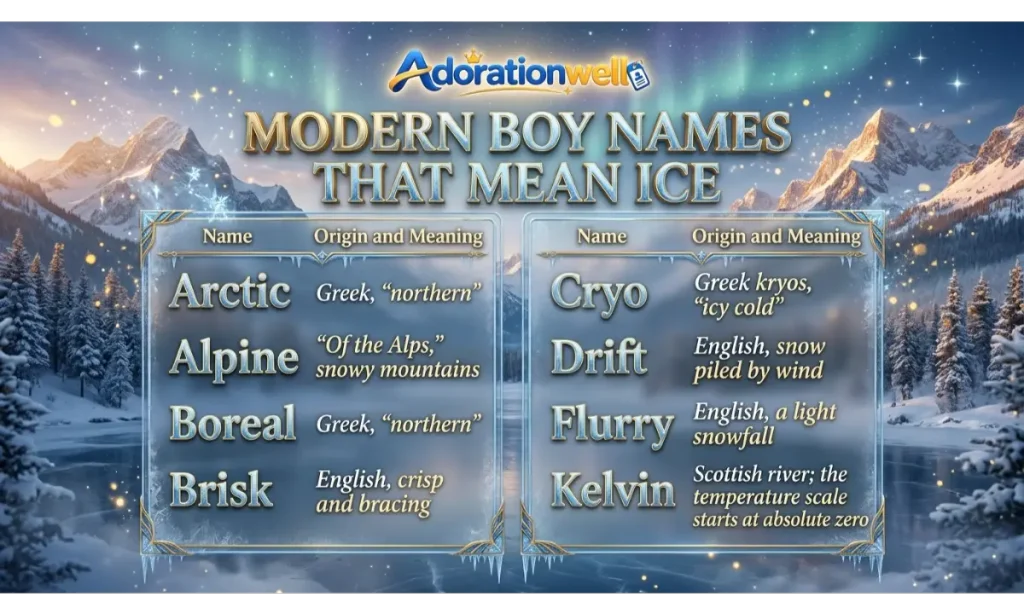 Modern Boy Names That Mean Ice