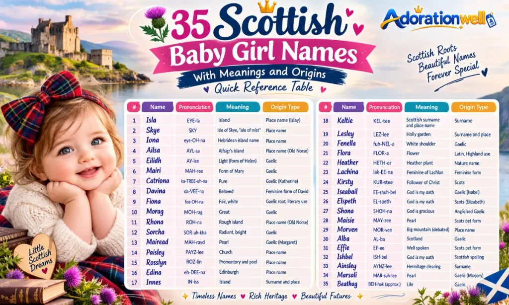 Scottish Baby Girl Names With Meanings and Origins